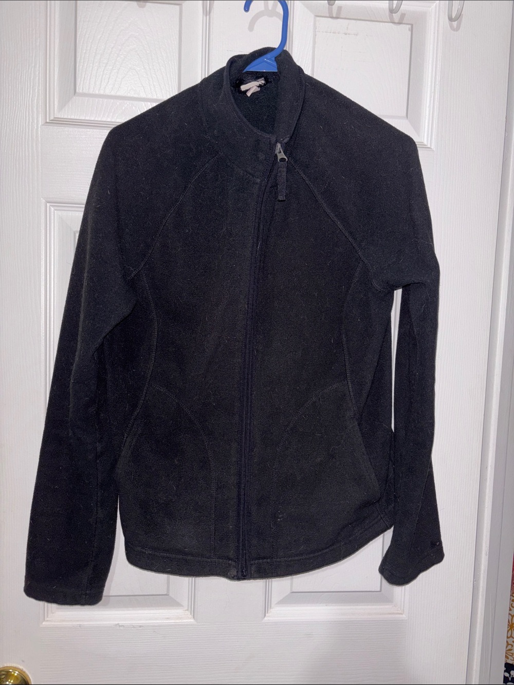 Merona Black Full-Zip Teddy Jacket with Stand Collar
